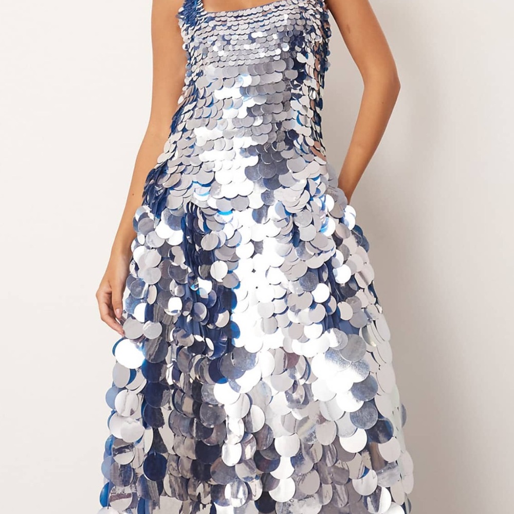 ASOS Blue and Silver Sequin arrange dress